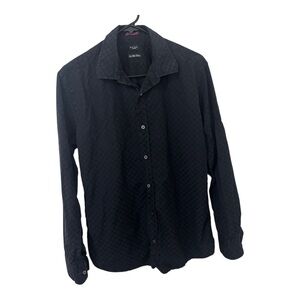 Paul Smith London Black Long Sleeve Button-Up Shirt diamon square patterns